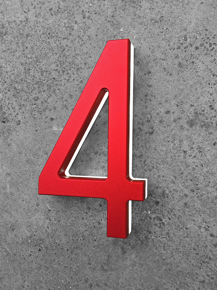 Modern Red 8" Led House Numbers by Luxello LED Signage Modern Red 8" Led House Numbers by Luxello LED Signage